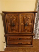 Vintage Carved Wooden Armoire, circa 1970’s