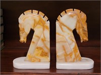 Vintage Hand Carved Onyx Knight Bookends