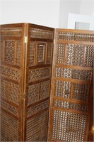 Egyptian lattice work 3 panel screen.