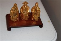 Chinese 3 Fortunes, Gold Plated Figures on Base