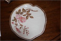 Porcelain dish with gold trim and floral design
