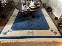 Beautiful royal blue and white Chinese rug