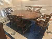 Sprague and Carlton table and six chairs, two