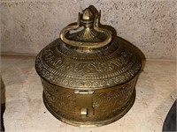 Brass Asian lidded container