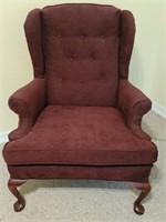 Upholstered Queen Anne Wingback Armchair