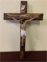 Crucifix, Resin Figure on Wood Cross, as is