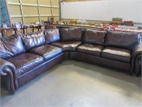 BERNHARDT BROWN LEATHER SECTIONAL