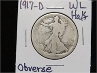 1917 D WALKING LIBERTY HALF DOLLAR 90% OBVERSE