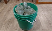 Pail Full of Glass Insulators, 11 x 11 x 14inches