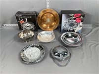 Stainless steel and crystal dishes