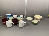 Coffee mugs, desert plates, and bowls