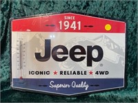NEW- METAL JEEP SIGN WITH THERMOMETER