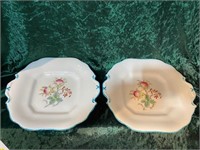 2 EARLY HAND PAINTED DISHES
