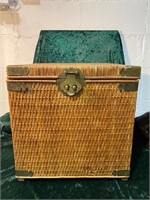 WOODEN STORAGE BOX WITH WICKER COVER
