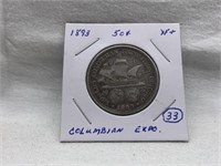 1893 US COLUMBIAN EXPO HALF DOLLAR XF+