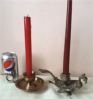 Brass and metal candle stick holders