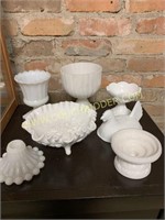 large lot of milk glass pieces