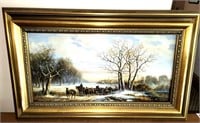 Romantic Winter Landscape Painting;