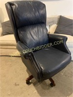 Navy leather rolling office chair