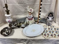 Victorian floral lamp dolls platter and more