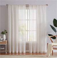 Flax Linen Sheer Curtains 84-inch Long, 2 panels