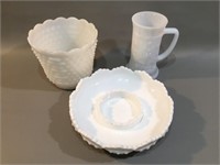 Milk Glass Ashtray, Vase & Mug