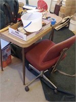 Small Table with Shop Supplies & Office Chair