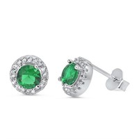 Round Cut 3.60ct Emerald Earrings