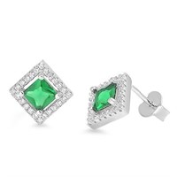 Gorgeous 2.80ct Emerald & Topaz Earrings