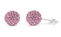 Pretty Pink Swarovski Crystal Ball Earrings