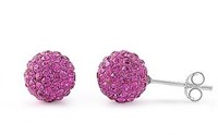 Rose Pink Swarovski Crystal Ball Earrings