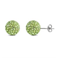 Peridot Swarovski Crystal Ball Earrings