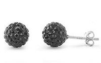 Black Swarovski Crystal Ball Earrings