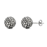 Smokey Gray Swarovski Crystal Ball Earrings