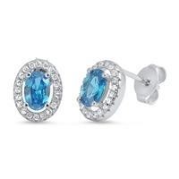 Oval Cut 4.80ct Blue & White Topaz Earrings