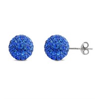 Blue Sapphire Swarovski Crystall Ball Earrings