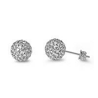 White Swarovski Crystal Ball Earrings