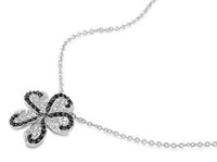 Onyx & White Topaz Pave Flower Necklace