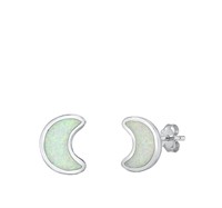 White Opal Moon Earrings