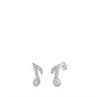 White Opal Music Note Earrings