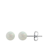 White Opal 5MM Ball Earrings