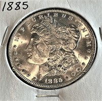 1885 p CRISP PL BU Morgan Silver Dollar