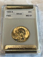 1954 s MS67 Washington Quarter CPG $300
