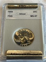 1959 MS 67 Washington Quarter CPG $ 1250