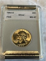 1962 d MS 67 Washington Quarter CPG $ 3000