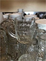 46 Glass Beer Mugs with Handles & 20 Water Glasses