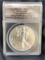 2019 1 ounce silver Eagle MS 70
