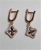 Sterling Silver w/ Rose Gold Earrings w/ Sapphires