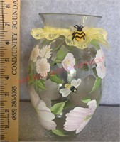 GLASS VASE-BEE & FLOWER DESIGN