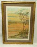 Mario Sportelli Hand Signed  Landscape Lithograph